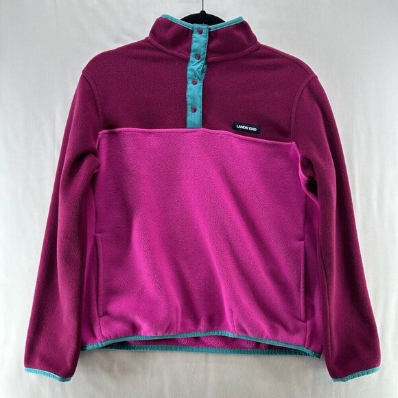 Lands' End Tops - Lands' End Sweatshirt Womens XS 2-4 Heritage Fleece Snap Neck Pullover Purple